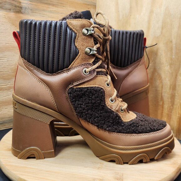 New Sorel Brex Womens Lace Up Chunky Heeled Ankle Boots Booties - Picture 6 of 10